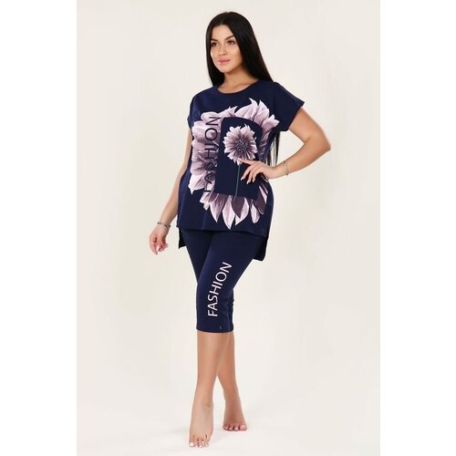 фото Костюм с бриджами - 397- т-синий-50 руся