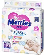 Подгузники MERRIES (Мерриес) для новорожденных NB (до 5 кг) 90 шт
