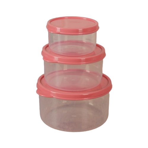 фото Доляна набор контейнеров 1333868/1333869/1333870, коралловый/бесцветный