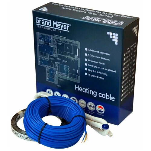 Греющий кабель Grand Meyer THC20-115 2300Вт 16 м2 длина кабеля 115 м 13000₽