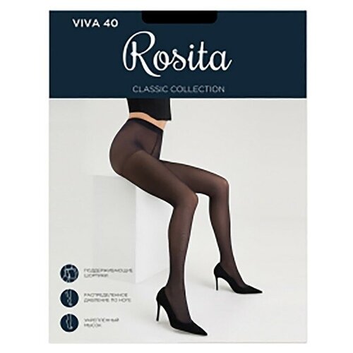 Колготки Rosita, 40 den, размер 3, черный колготки женские esli viva 40 ден