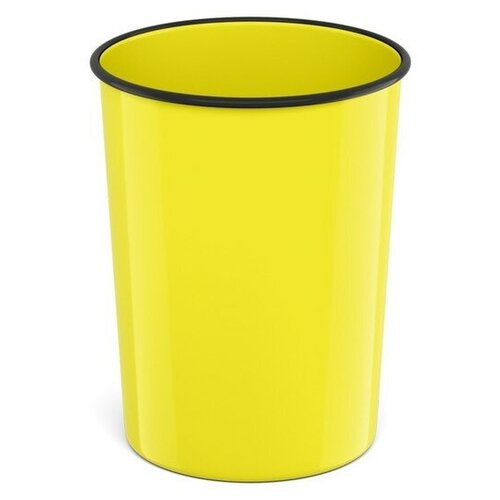 Корзина для бумаг и мусора 13.5 литров ErichKrause Neon Solid, литая, жёлтая