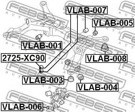 Сайлентблок зад. подв. volvo s60/s80/v70/xc70 98 Febest VLAB004