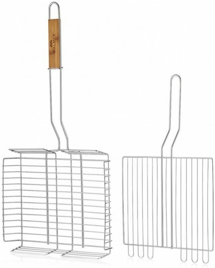 Набор Walmer Roast 2 предмета: решетка для барбекю + щётка для чистки барбекю с 2 мочалками и скребком, цвет черный - фотография № 3