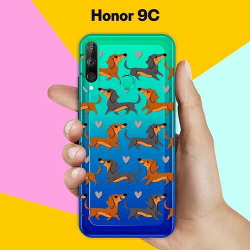 Силиконовый чехол на Honor 9C Узор из такс / для Хонор 9Ц силиконовый чехол узор из такс на honor 30i