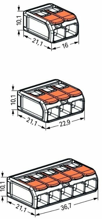 Клемма WAGO 221-613, 30 шт., коробка, прозрачный/оранжевый - фотография № 11