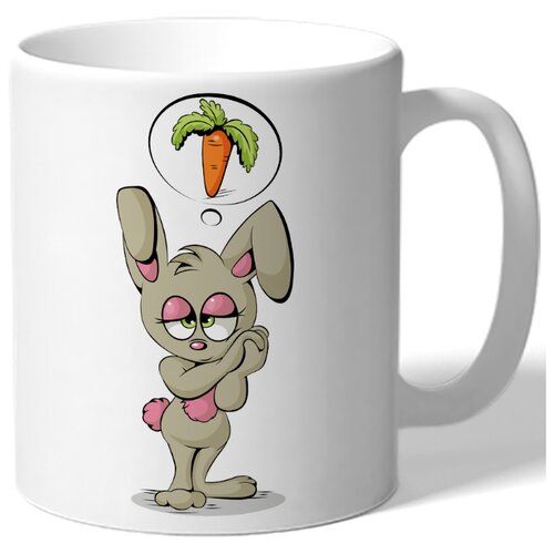 фото Кружка белая парная в подарок влюбленным - заяц думает о моркови drabs