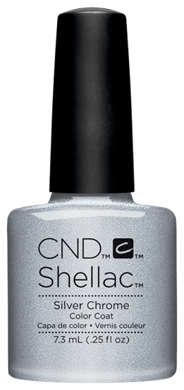 Гель лак. Шеллак .Гель-лак цвет-Серебристый перламутровый CND Shellac Silver Chrome