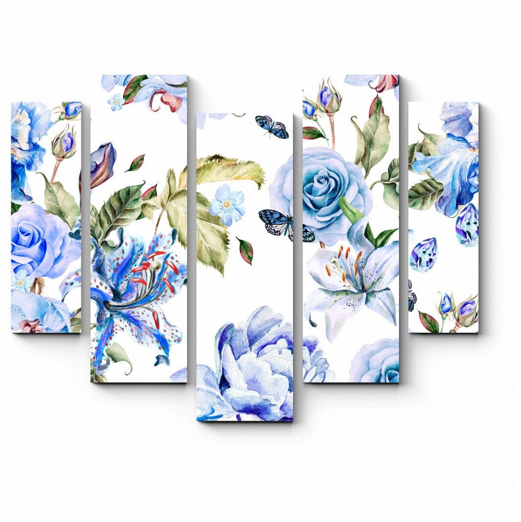 Модульная картина Голубые цветы 101x82