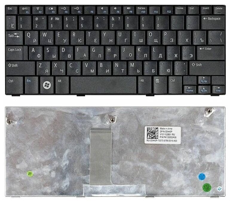Клавиатура для ноутбуков Dell Inspiron MINI 10 10v Inspiron 1010 1011 RU Black