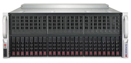 Сервер Supermicro SuperServer 4029GP-TRT2 без процессора/без ОЗУ/без накопителей/количество отсеков 2.5" hot swap: 24/4 x 2000 Вт/LAN 10 Гбит/c