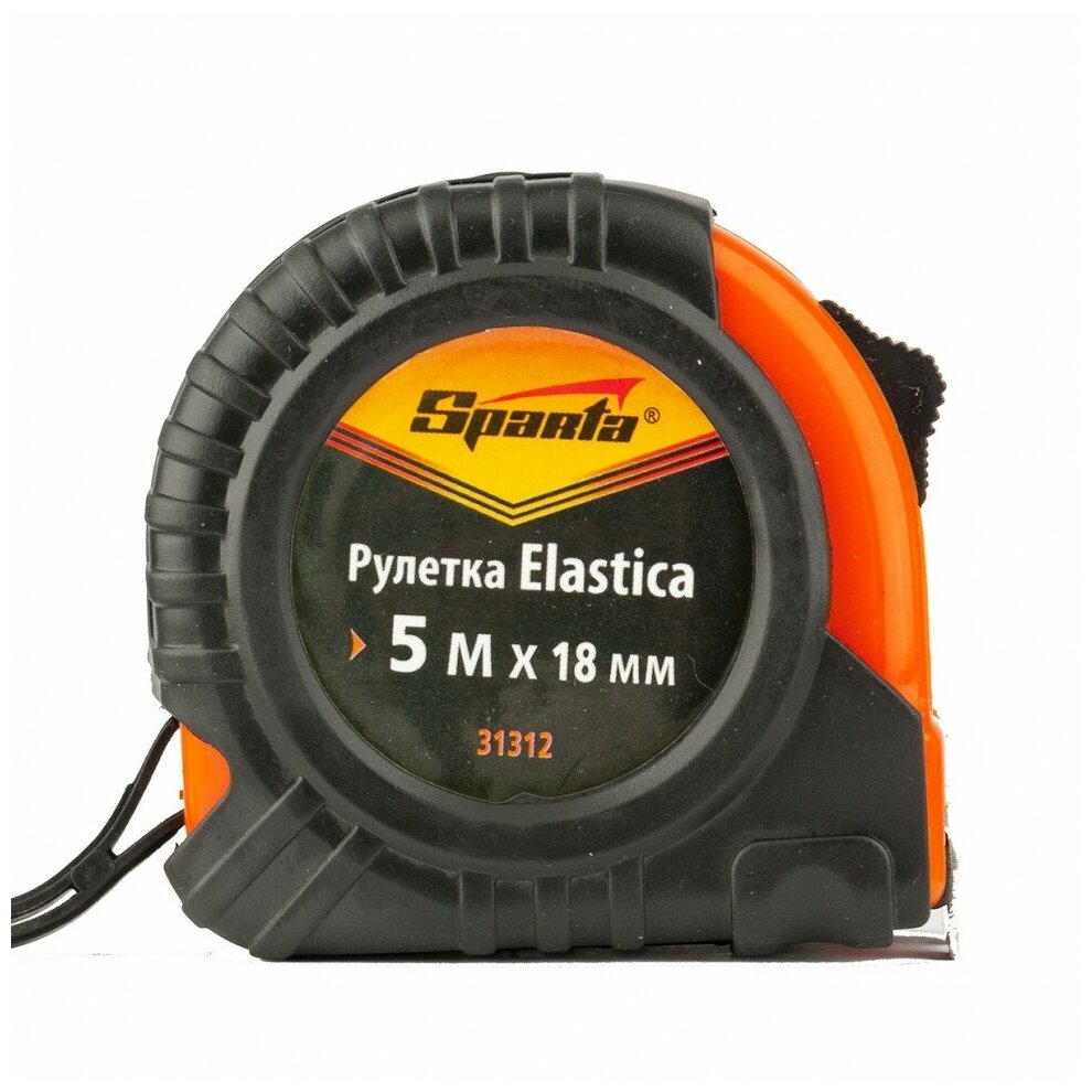 Рулетка Elastica,5 м х 18 мм, обрезиненный корпус Sparta, 31312