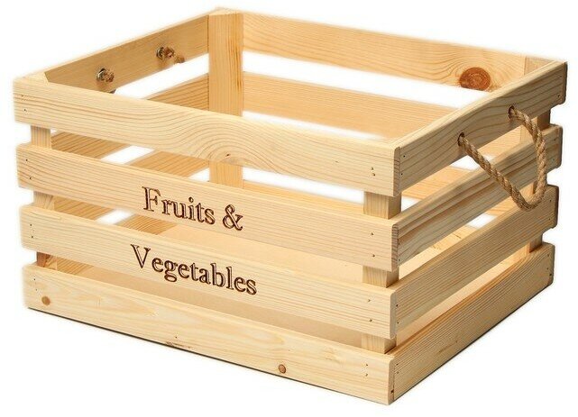 Greengo Ящик для овощей и фруктов, 40 × 33 × 23 см, деревянный, Greengo