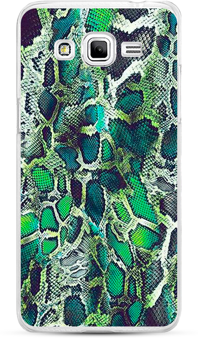 Силиконовый чехол на Samsung Galaxy J2 Prime 2016 / Самсунг Галакси Джей 2 Прайм 2016 Зеленая кожа змеи