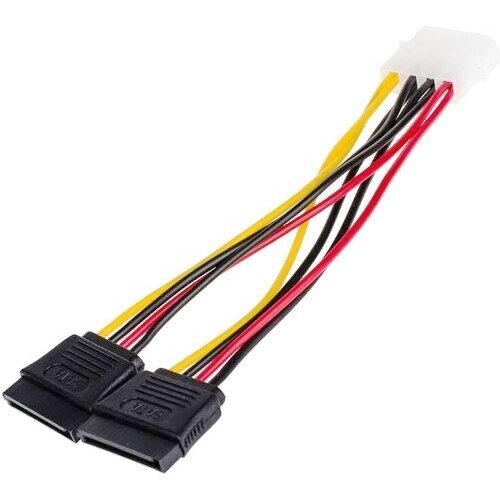 Переходник питания AT8605 Molex штекер на 2 SATA гнезда - кабель 20 см, 2 штуки кабель atcom 6 pin 2x molex соединительный кабель черного желтого цвета