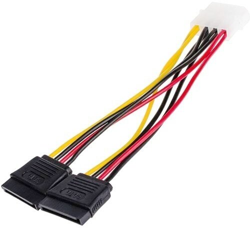 Переходник питания AT8605 Molex штекер на 2 SATA гнезда - кабель 20 см, 2 штуки