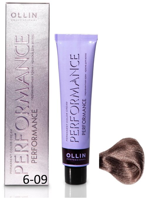 OLLIN Professional Performance перманентная крем-краска для волос, 6/09 темно-русый прозрачно-зеленый, 60 мл