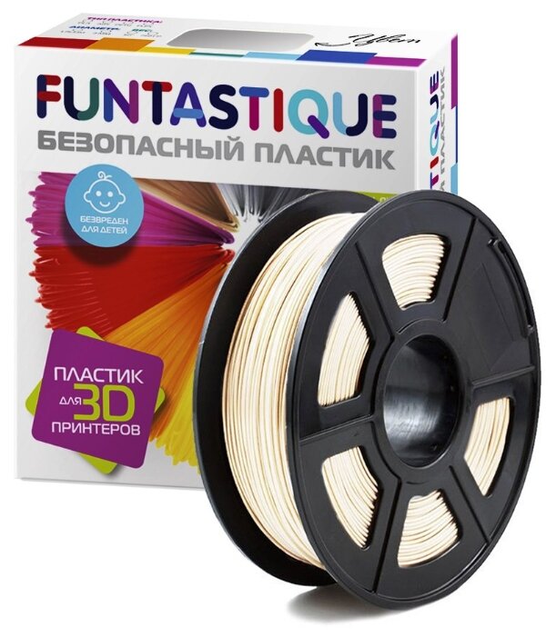 Пластик для 3D печати в катушке Funtastique (PLA,1.75 мм,1 кг) (слоновая кость) , пластик для для 3д ручки, 3д принтера , картридж , леска , для творчества