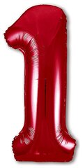 Воздушный шар из фольги. Цифра 1, Красный, Slim (40'/102 см, RUS)