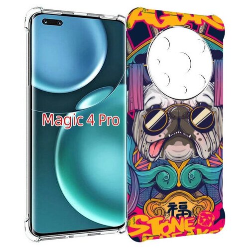 Чехол MyPads мопс агро яркая для Honor Magic4 Pro / Magic4 Ultimate задняя-панель-накладка-бампер