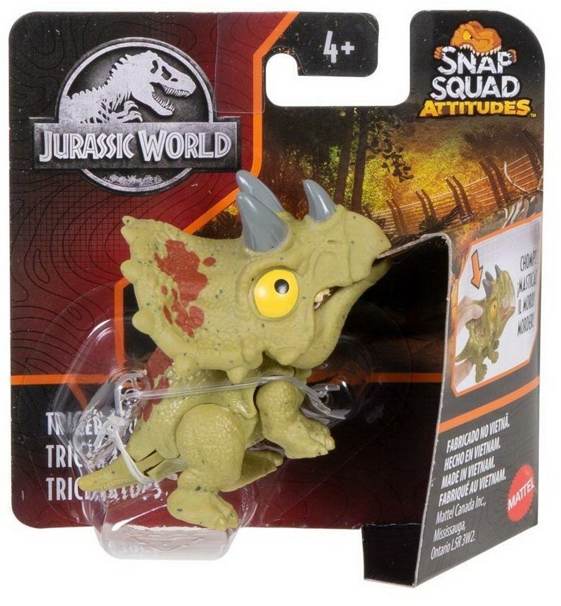 Фигурка Jurassic World Сбежавшие динозаврики Snap Squad Трицератопс GXW74