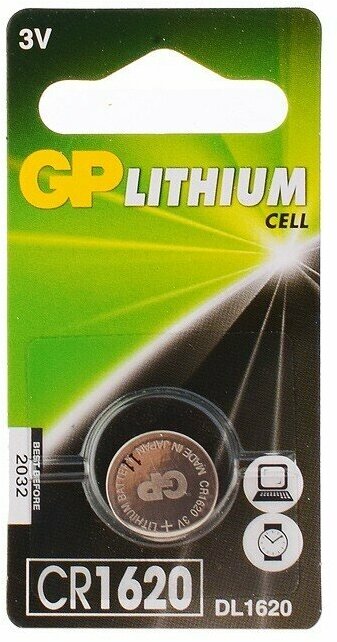 Батарейка литиевая дисковая GP Lithium CR1620 1 шт. блистер GP Batteries International CN (GP Batteries International Limited) - фото №14