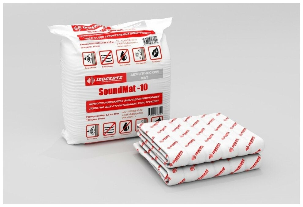 фото ТермоЗвукоИзол (ТЗИ) Izogertz SoundMat 10 (10000х1500х10мм) в уп. 15м2