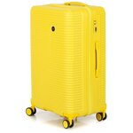 Пластиковый чемодан Leegi, цвет Желтый, размер M. Съемные и сдвоенные колеса. - изображение