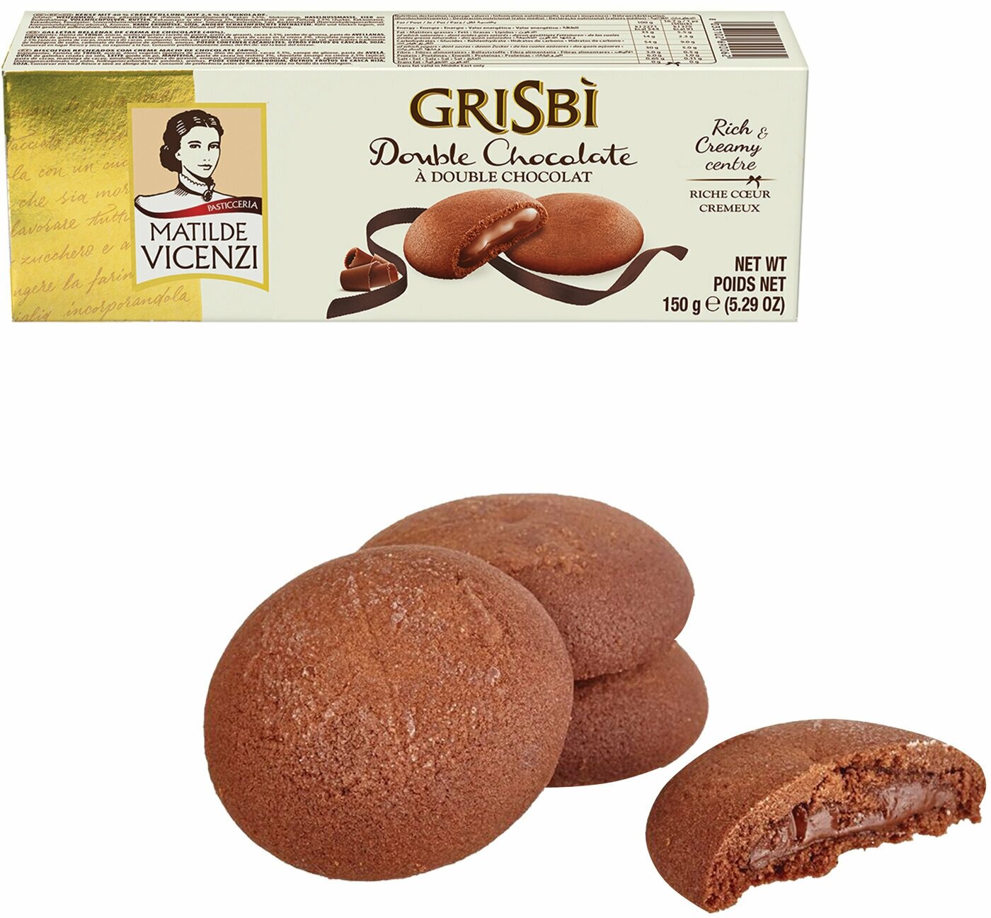Печенье GRISBI (Гризби) "Chocolate", с начинкой из шоколадного крема, 150 г, 13827 - фотография № 3