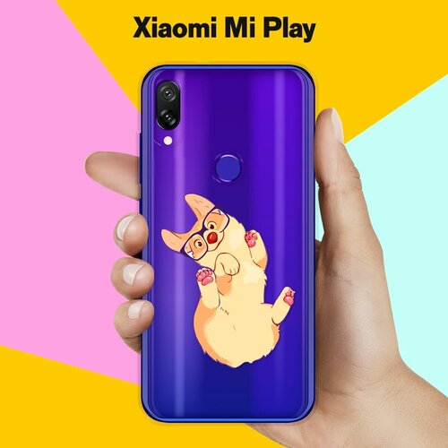 Силиконовый чехол на Xiaomi Mi Play Корги в очках / для Сяоми Ми Плей силиконовый чехол на xiaomi mi play акулы 10 для сяоми ми плей