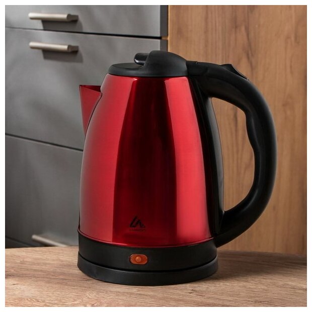 Чайник электрический Luazon LSK-1804, металл, 1.8 л, 1500 Вт, красный