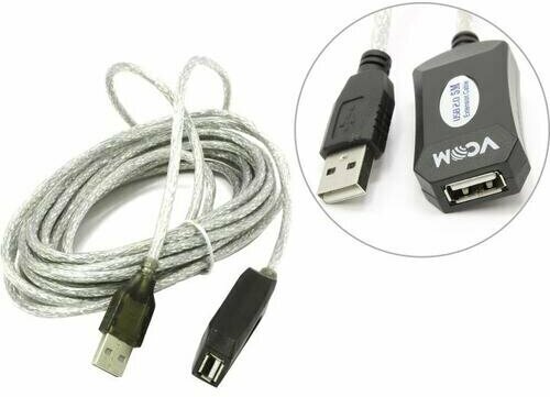 Удлинитель активный USB 2.0 A -> A Vcom VUS7049