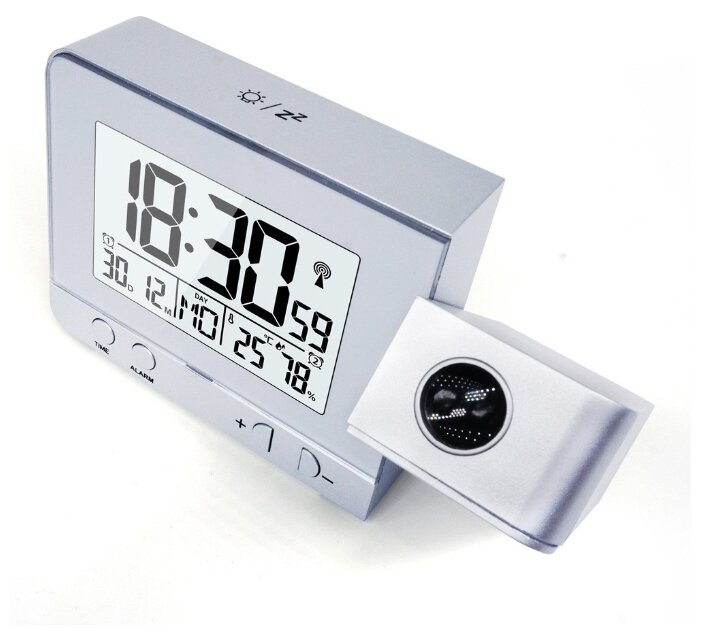 Часы будильник с проекцией времени на потолок (Белый)