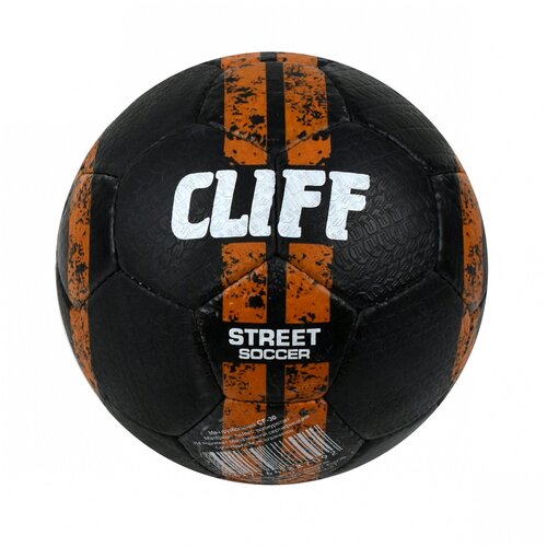 фото Мяч футбольный cliff cf-30, 5 размер, pu, черно-оранжевый