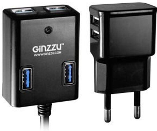 концентратор USB 3.0 Ginzzu GR-384UAB на 4 порта + адаптер - фото №20