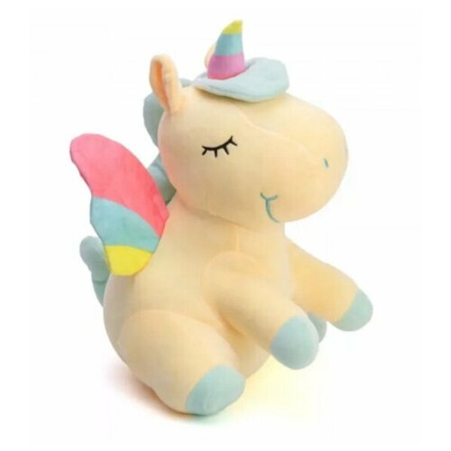 Единорог желтый сидячий игрушка мягкая 25 см