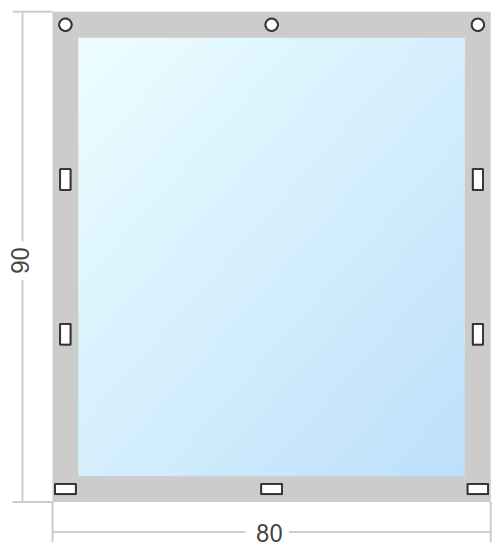 Мягкое окно Софтокна 80х90 см съемное, Скоба-ремешок, Прозрачная пленка 0,7мм, Серая окантовка, Комплект для установки - фотография № 3