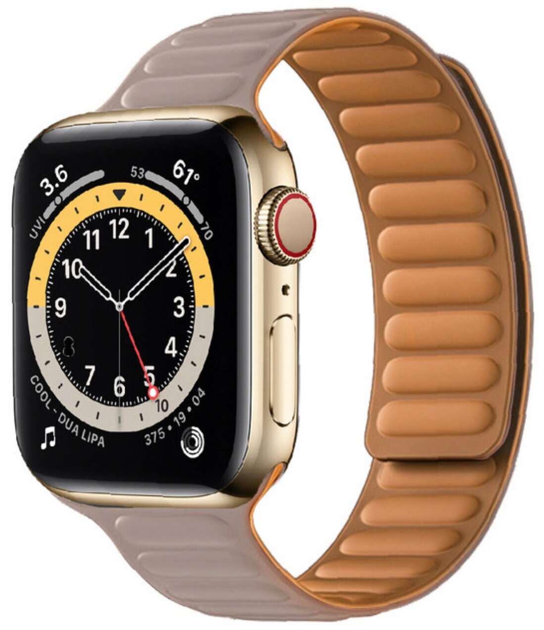 Силиконовый ремешок на магнитной застежке для Apple Watch Series 1-8 - 42/44/45 мм (бежевый)