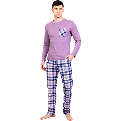Комплект NSD-STYLE, футболка, брюки, карманы, размер 50, фиолетовый