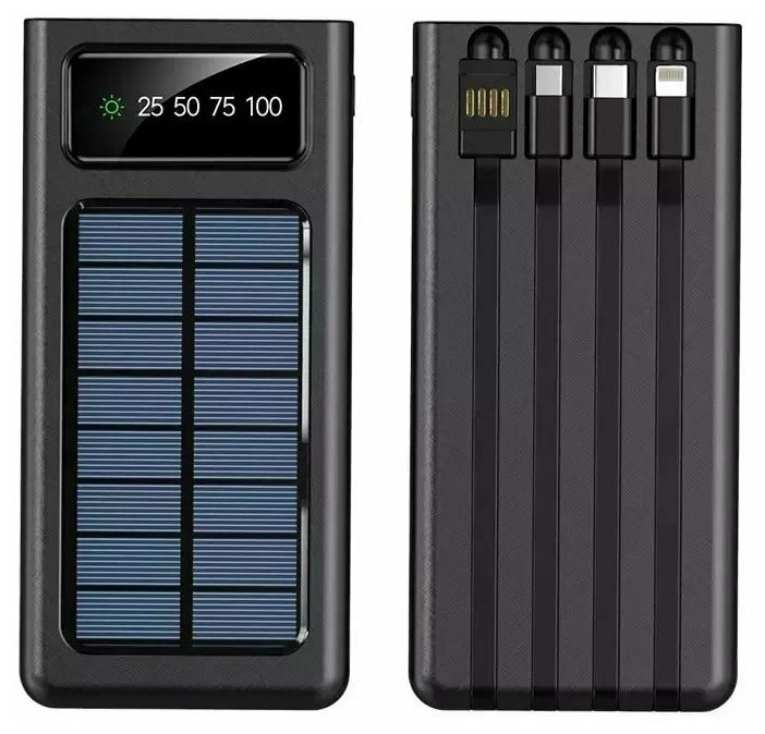 Внешний аккумулятор для телефона / зарядное устройство повербанк / power bank с солнечной батареей / powerbank 40000mah быстрая зарядка