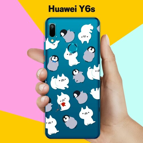 Силиконовый чехол Котики и пингвины на Huawei Y6s силиконовый чехол котики и пингвины на huawei p30 pro