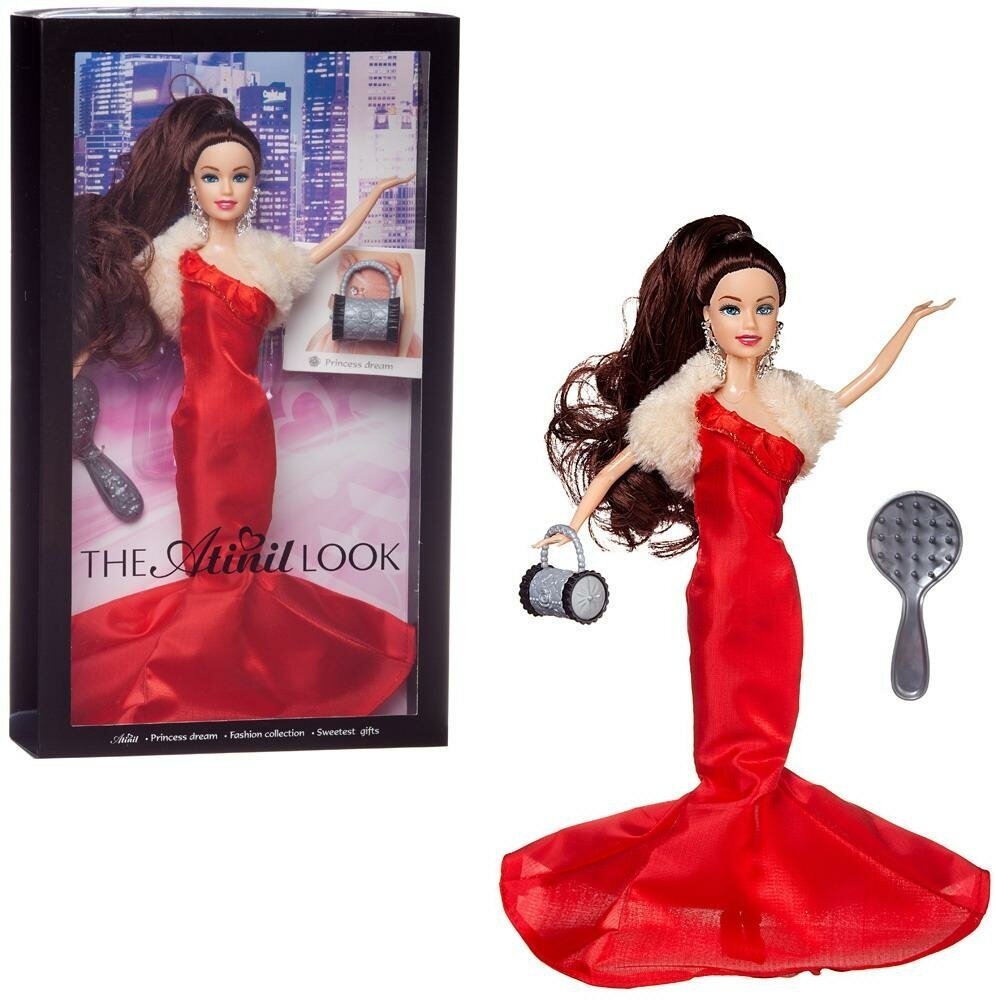 Кукла Junfa Atinil (Атинил) Модный показ (в красном платье-футляре) в наборе с аксессуарами 28см WJ-21565/красное