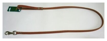 Поводок аркон кожаный 1.4м х 12мм двуслойный с декоративной строчкой, цвет Коньячный