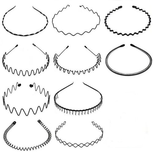 Ободок для волос мужской и женский пружинка черный тонкий гребень простой обруч