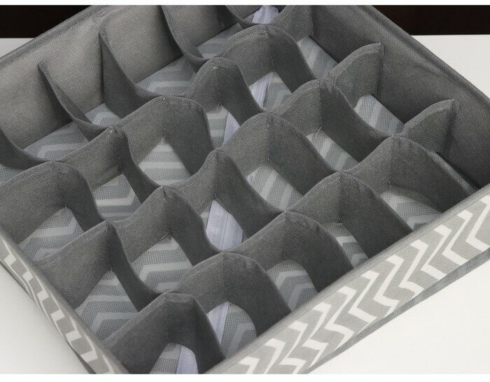 Органайзер для хранения белья «Симетро», 24 отделения, 32×32×10 см, цвет серый - фотография № 3