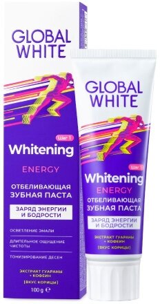 Зубная паста отбеливающая GLOBAL WHITE energy, 100 г