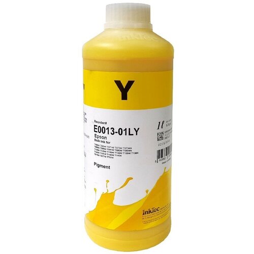 Чернила пигментные Inktec E0013-01LY желтые для Epson, для заправки СНПЧ и ПЗК чернила inktec e0013 100my для epson s22 sx125 100 мл pigment yellow