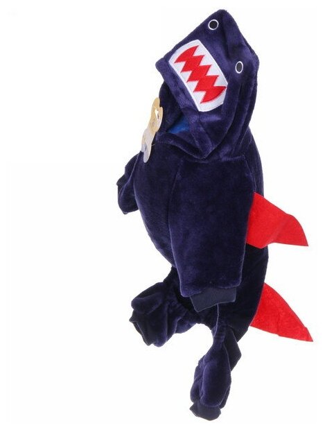Костюм для собаки "Волшебный карнавал-Акула" с капюшоном, размер M (40*30см) Ultramarine - фотография № 4
