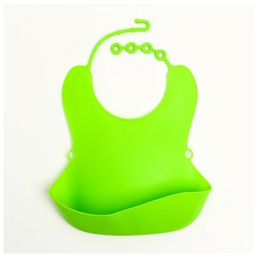 Нагрудник для кормления/слюнявчик непромокаемый с карманом, силиконовый, цвет зелёный