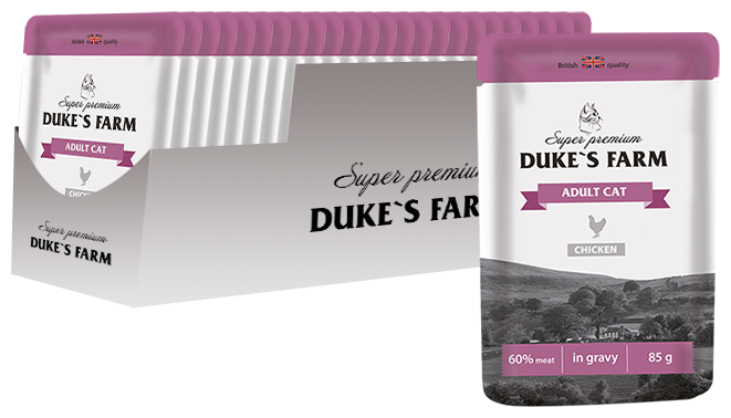 Корм для кошек DUKE'S FARM курица конс. пауч 85г (упаковка - 24 шт)